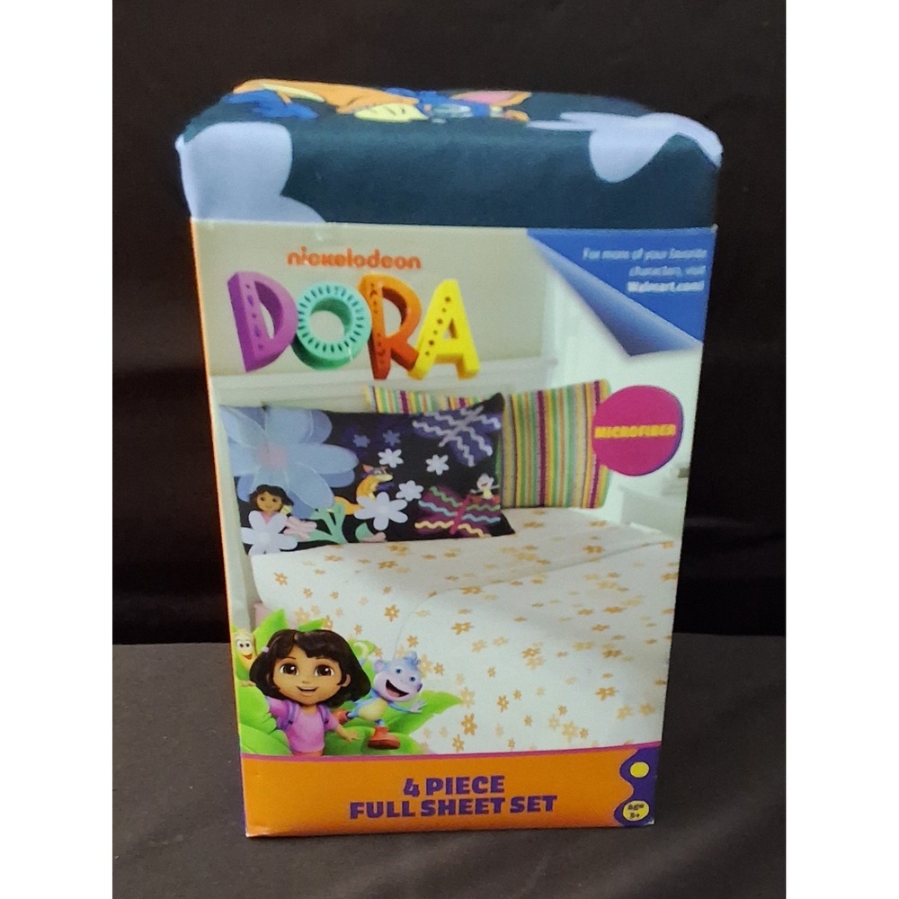 Nickelodeon Dora 4 Piece Full Size Sheet Set. New In Packaging